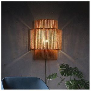 Applique murale en corde de jute avec prise et interrupteur, E27 31cm