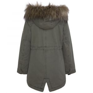 Image de Pepe Jeans Parka ajustée Dixie à capuche mi-longue en coton Vert