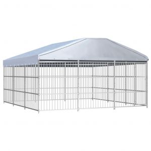 VidaXL Chenil d'extérieur avec toit pour chiens 450 x 450 x 200 cm