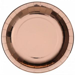 Santex Grande assiette métallisée rose gold de 26cm en carton (x10) REF/7169
