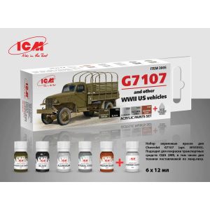ICM Peintures acryliques pour Véhicules US WWII - 6 x 12 ml