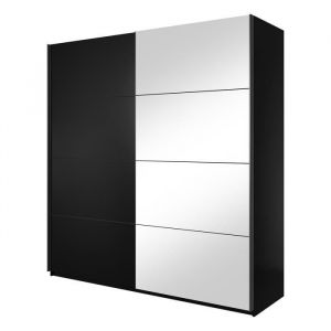 Armoire design 180cm. 2 portes avec miroirs modulables. Couleur noir mat. Collection eos - Noir