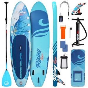 SereneLife Paddle Gonflable (6” d'épaisseur) avec Accessoires Sup et Sac de Transport, Sup Gonflable avec Large Posture, contrôle du Surf et Pont antidérapant, Planche de Surf pour Jeunes et Adultes