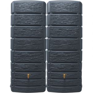 4rain - slim stone décor Réservoir Mural Ensemble 1000 l, gris graphite 2 x décor pierre slim 500 l, incl. connecteur