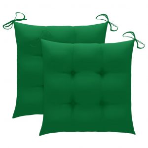 Image de VidaXL Coussins de chaise 2 pcs Vert 40x40x7 cm Tissu