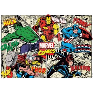Educa Puzzle Adulte Marvel Comics : Hulk Iron Man Captain America Thor Black Window - 1000 Pieces Collection Super Heroes
