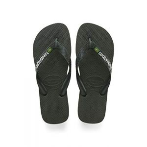 Havaianas Brasil Logo, Tongs Tongs mixte adulte, (Olive Green 4896), 43/44 (41/42 BR)