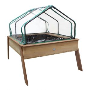 Axi Linda Table de Culture en bois avec Bac & Voile de Jardin - Potager sur Pied / Jardini&egrave;re avec serre en marron