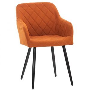 CLP Chaise de salle à manger Shila avec Piètement en Métal noir, Orange-Tissu