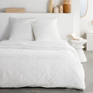 Today Housse De Couette Tod3574641307509 220x240 Cm Blanc Motif Losanges Tuft&eacute;s