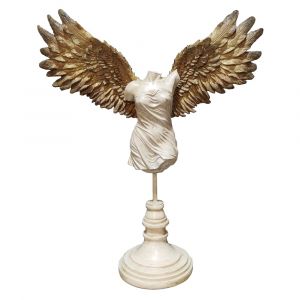Emde Statue femme ailée blanc et doré 41.5x14x45.5cm