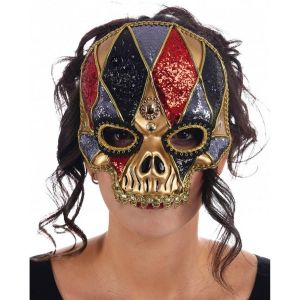 Ruedelafete Masque Tête de mort Crazy Harlequin pailleté luxe