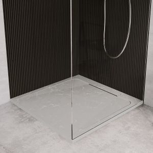 Receveur de douche en pierre naturelle extra plat à poser 80x80cm - gris marbre - ORIGINE