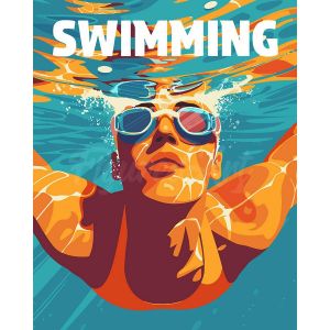 Peinture au numéro : Affiche sportive Natation - sans châssis en bois
