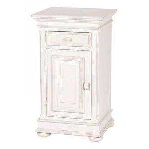 Table de chevet 1 porte mdf blanc -