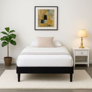 Sommier 90x200 cm - 20 cm - Déhoussable - 13 Lattes - Montage Rapide et Facile - Housse Lavable - Confort Optimal - Opale Noir