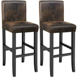 TecTake Lot de 2 chaises de bar - marron foncé