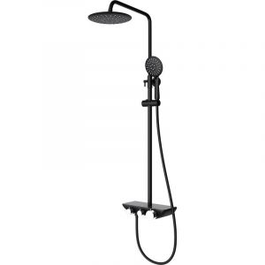 Sogood - Colonne de douche noir avec robinetterie système de douche complet mitigeur pomme haute douchette flexible - Noir mat
