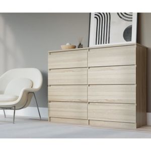 Commode 8 Tiroirs, Chêne Sonoma, 120 X 39 X 79 Cm