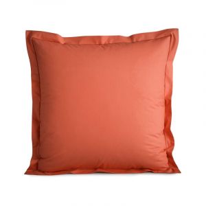 Coton Pur - Taie d'oreiller percale de coton peigné 'Julian' toutes dimensions Julian Terracotta - 65 x 65 cm volant plat piqué