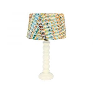 Now's Home Lampe à poser en bois et abat jour en tissu, romy
