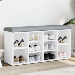 VidaXL Banc À Chaussures Blanc 102x32x50 Cm Bois D'ingénierie