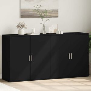 VidaXL Buffets 2 pcs noir 79x38x80 cm bois d'ing&eacute;nierie, armoire de rangement, meuble d'entr&eacute;e, meuble d'appoint, meuble de 3276603