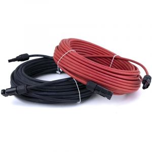 Uniteck 2x20m Allonge c&acirc;ble solaire 6mm&sup2; - MC4 - (Noir - Rouge)