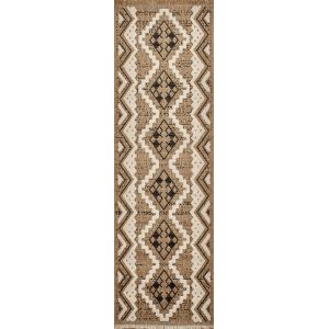 Nazar Tapis intérieur/extérieur aspect jute à motif ethnique noir-60x180