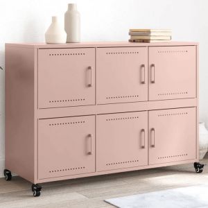 VidaXL Buffet, Armoire avec Porte, Placard avec Rangement, Organisateur de Salle de S&eacute;jour Salon Maison Int&eacute;rieur, Rose 100,5x39x72 cm Acier