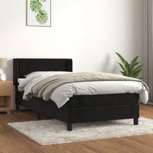 VidaXL Lit à sommier tapissier avec matelas Noir 100x200 cm Velours