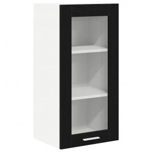VidaXL Armoire suspendue avec stockage Riga Ch&ecirc;ne noir 40 x 31 x 80 cm