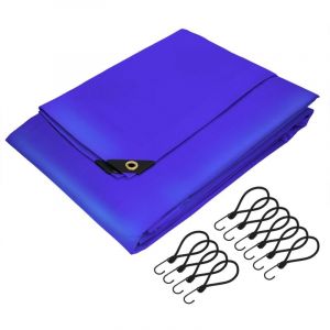Bâche de Protection Premium avec Œillets + 10 Crochets, 5x8m 40m², 650g/m², Bleu, Tissu pvc, Indéchirable, Imperméable, Housse Polyvalente, Idéale