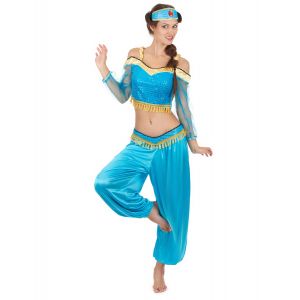 Image de Déguisement danseuse orientale bleue et or femme - Couleur Bleu - Taille Small