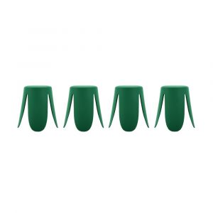 Sweeek - Set de 4 tabourets empilables simili cuir vert, Niki &Oslash;30 / 44 x H46cm
