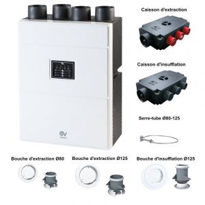 Vortice AXELAIR - VMC double flux NETI + kit d'accessoires 4 piquages - VDFTNK4P