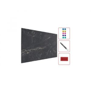 Tableau Magnétique en Métal Motif Marbre Noir 60x40cm, MetalBoards pour tout type d’Aimants