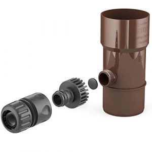 BRYZA Drain de gouttière pour citerne de Pluie DN Ø 63 mm Marron | Récupérateur d'eau de Pluie Speedy pour Tuyau de Descente de Tuyau d'arrosage Raccord Rapide