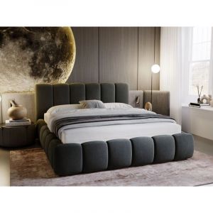 Lit rembourré avec rangement 160x200 velours gris foncé Cloud