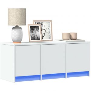 VidaXL Meuble TV avec LED blanc 97x34x40 cm bois d'ing&eacute;nierie, support TV, meuble t&eacute;l&eacute;, meuble multim&eacute;dia, banc TV, meuble 852236