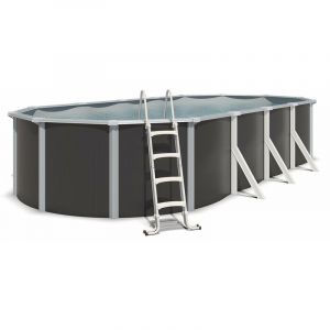 Trigano Piscine hors sol metal anthracite Varuna 7,60 x 3,90 m. 1,32 m. de haut.