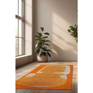 Beneffito - Tapis - Collection Poum Poum Orange Cocktail - Tapis - Orange - 140x200cm - Tapis &agrave; Motifs, Finition Artisanale, Tissage en Belgique