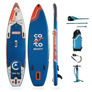 Coasto - Sup Stand Up Paddle Gonflable Touring Nautilus PB-CNAU118B - Planche Pneumatique Dropstitch - Pack Pagaie, Leash, Pompe, Sac de Transport et Kit - 355x86x15cm