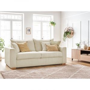 Image de Bobochic Canapé lit Canapé droit convertible ouverture express augustin velours côtelé 160x200 Beige - Beige