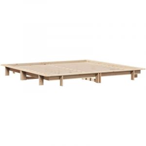 VidaXL Cadre de lit 160x200 cm bois de pin massif, meuble de chambre à coucher, sommier, lit en bois, lit, lit double, cadre de lit en bois massif