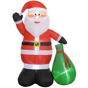 Outsunny Décoration Noël gonflable H.180 cm - père Noël gonflable extérieur intérieur - IP44 - 4 LED