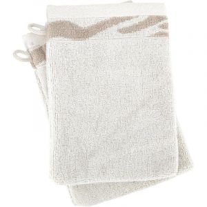 Linnea Lot de 2 gants de toilette zebra soft uni bord zèbre beige
