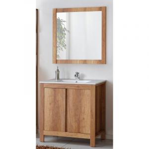 Ensemble sous vasque + vasque + miroir Bois 60 cm Cl ic Oak Livraison gratuite