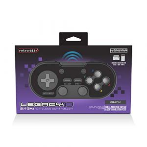 Just for Games Retrobit Legacy 16 Manette sans Fil Noir pour Switch/PC/Steam/Raspberry Pi/Snes/Android 2,4 g