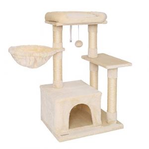 Lionto Arbre à Chat Arbre à Grimper griffoir pour Chat Hauteur 85 cm, Beige